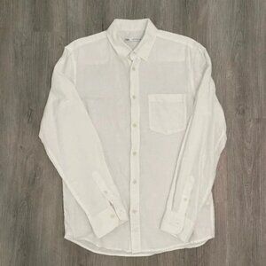 Zara Button Down Collared Linen Shirt M